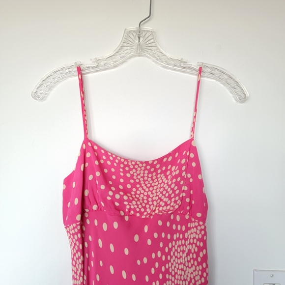 WANTED Hot Pink Polka Dot Midi Slip Dress - Vintage 90s Style Size Medium - Picture 4 of 10
